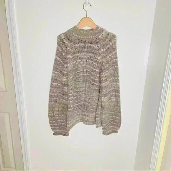 NEW Nicholas Maliya Sweater Grey Purple Alpaca Wool Blend Oversized Mockneck - Picture 5 of 10